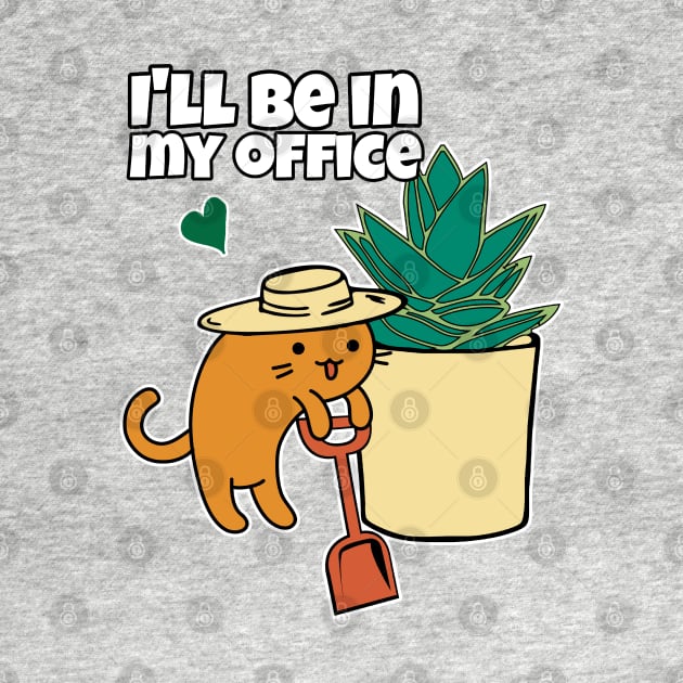 Agave succulent and cartoon Cat gardener ill be in my office by GlanceCat